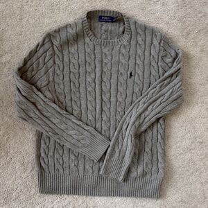 Polo Ralph Lauren Cable Knit 100% Cotton Sweater - Men’s Medium - Grey